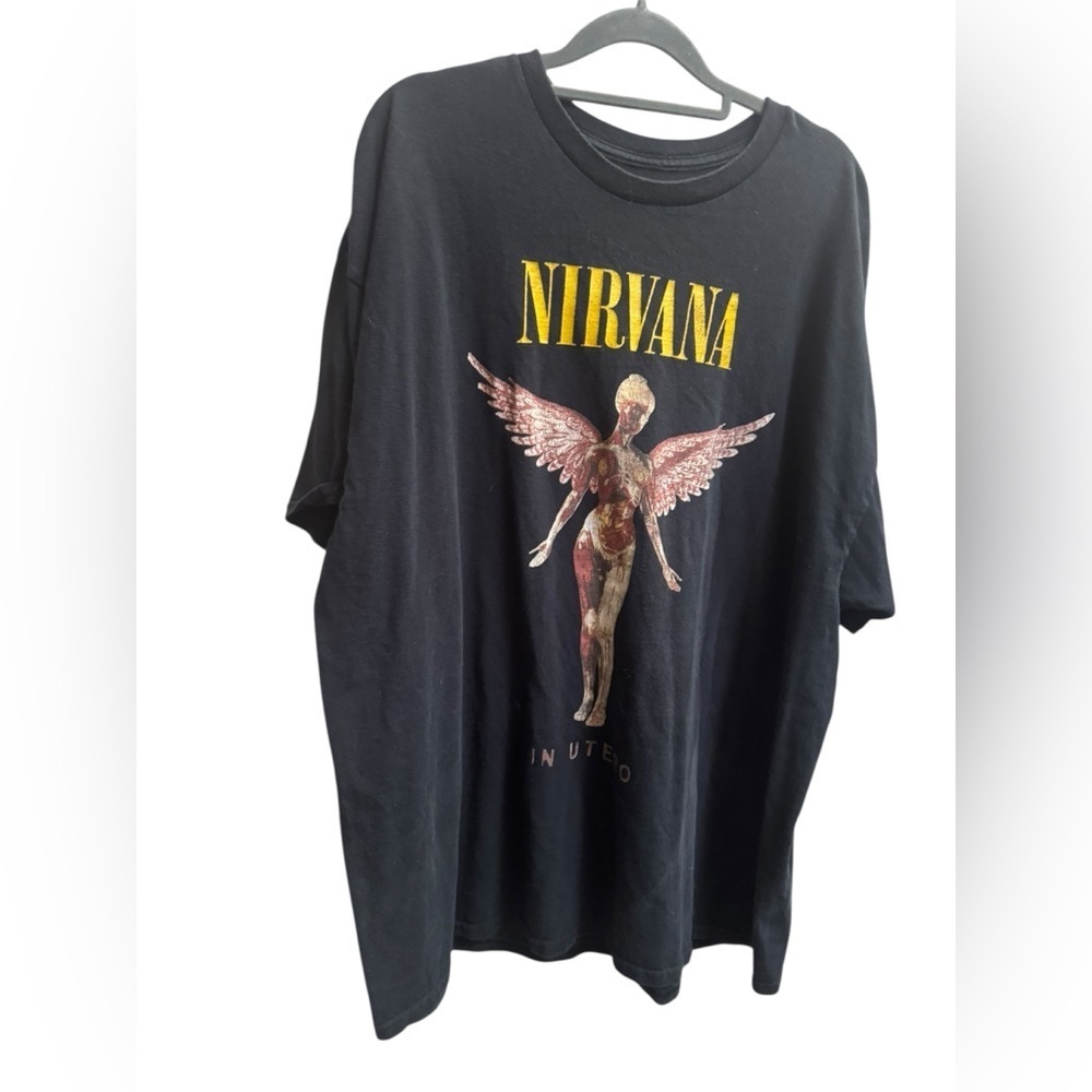 NIRVANA IN UTERO Relaxed Graphic Tee Unisex LG Music Band T-shirt Black - Picture 9 of 12